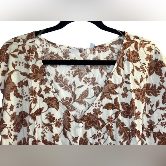 Reitmans Cropped Blouse Button Down Sleeveless V-Neck Cream Brown Size XXL NEW - Picture 3 of 7